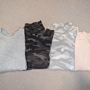 Athleta Kids Long Sleeve Camo and Solid Tees - Gray, Black, Pink
